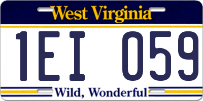 WV license plate 1EI059