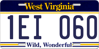 WV license plate 1EI060