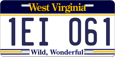WV license plate 1EI061