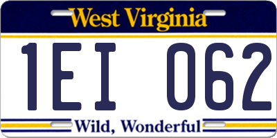 WV license plate 1EI062
