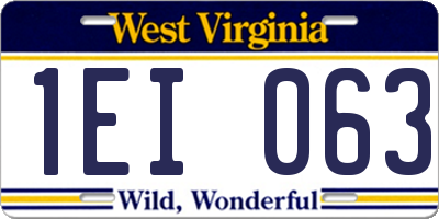 WV license plate 1EI063
