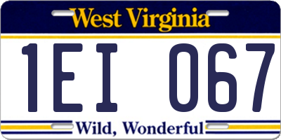 WV license plate 1EI067