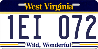 WV license plate 1EI072