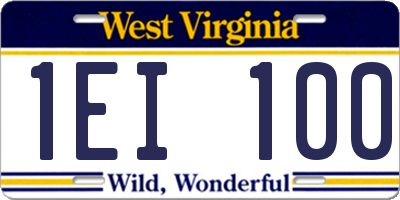 WV license plate 1EI100