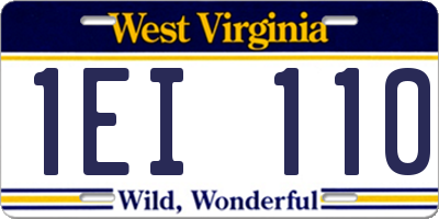 WV license plate 1EI110