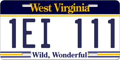 WV license plate 1EI111