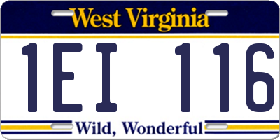WV license plate 1EI116