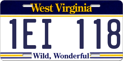 WV license plate 1EI118