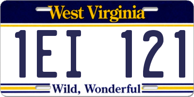 WV license plate 1EI121