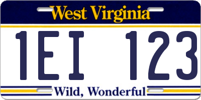 WV license plate 1EI123