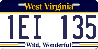 WV license plate 1EI135