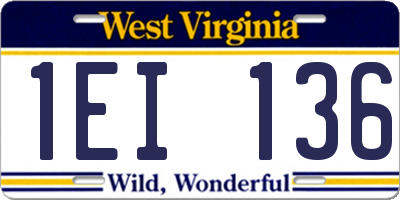 WV license plate 1EI136
