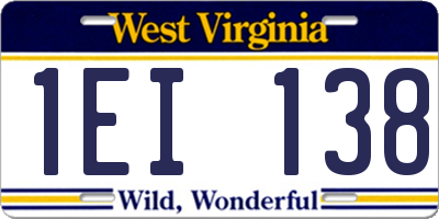 WV license plate 1EI138