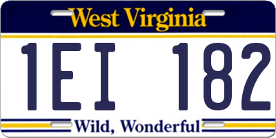 WV license plate 1EI182