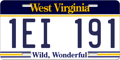WV license plate 1EI191
