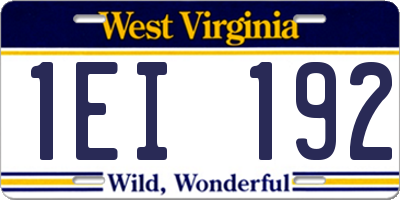 WV license plate 1EI192