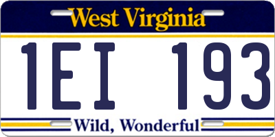 WV license plate 1EI193