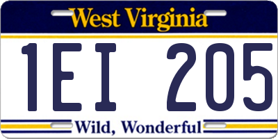 WV license plate 1EI205