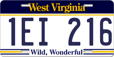 WV license plate 1EI216
