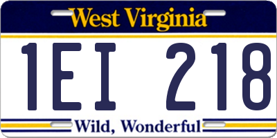 WV license plate 1EI218