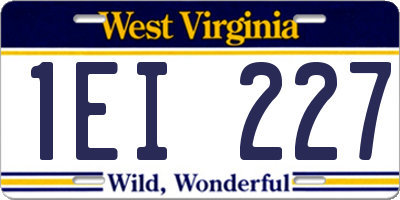 WV license plate 1EI227