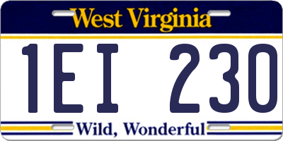 WV license plate 1EI230