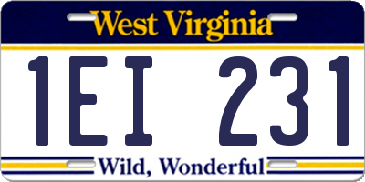 WV license plate 1EI231