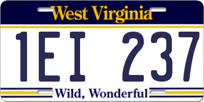 WV license plate 1EI237