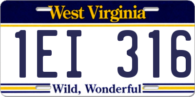 WV license plate 1EI316