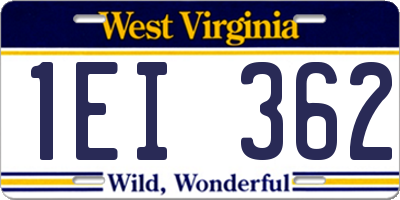WV license plate 1EI362