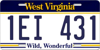 WV license plate 1EI431