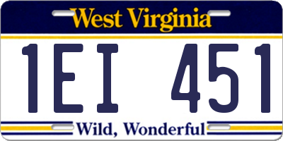 WV license plate 1EI451