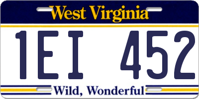 WV license plate 1EI452