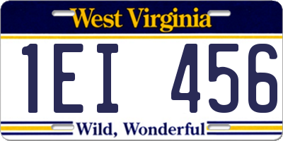 WV license plate 1EI456