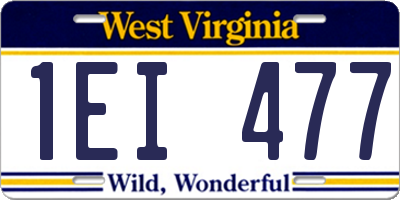 WV license plate 1EI477