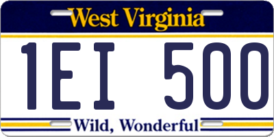 WV license plate 1EI500