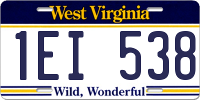 WV license plate 1EI538