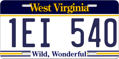 WV license plate 1EI540
