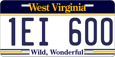 WV license plate 1EI600
