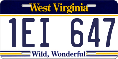 WV license plate 1EI647