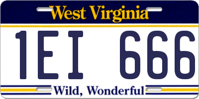 WV license plate 1EI666