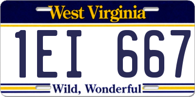 WV license plate 1EI667