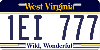 WV license plate 1EI777