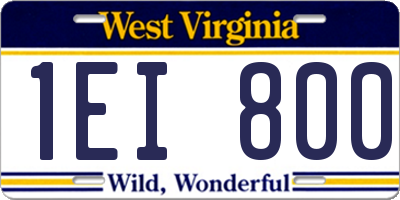 WV license plate 1EI800