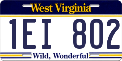 WV license plate 1EI802