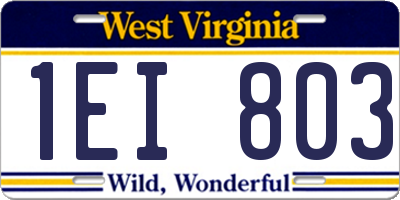 WV license plate 1EI803
