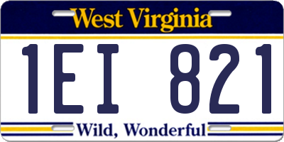 WV license plate 1EI821