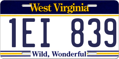 WV license plate 1EI839