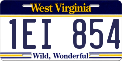 WV license plate 1EI854
