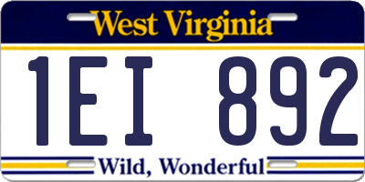 WV license plate 1EI892
